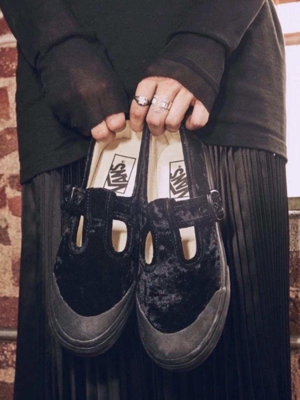 New Vans Style 93 Coated Canvas 'Crushed Black Velvet' Mary Jane Sneakers